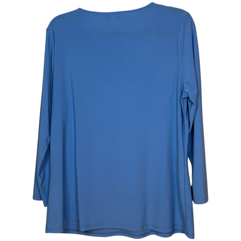 Nine West Baby Blue 3/4 sleeve blouse w/ teardrop keyhole on the neckline Large - Picture 2 of 5